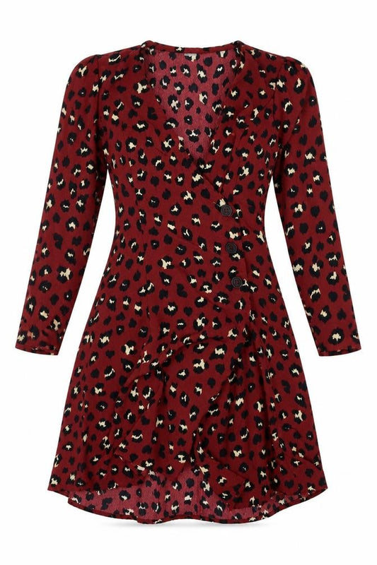 H&M Womens Red Animal Print  Basic Blouse Size 6