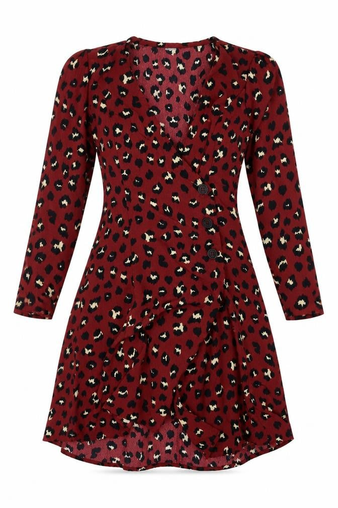 H&M Womens Red Animal Print  Basic Blouse Size 6