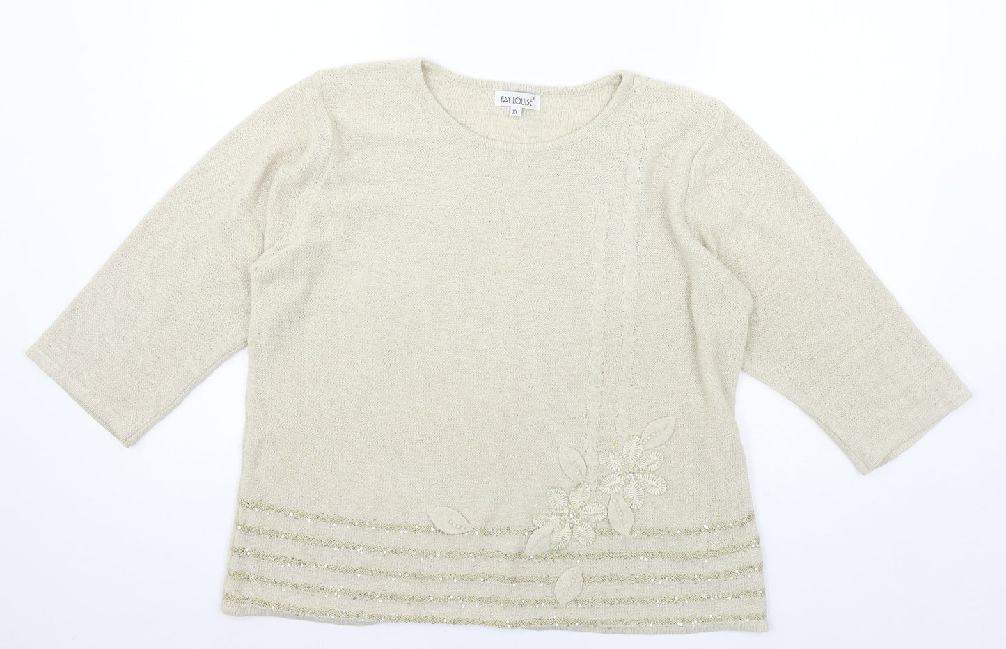 Fay Louise Womens Ivory  Knit Pullover Jumper Size XL