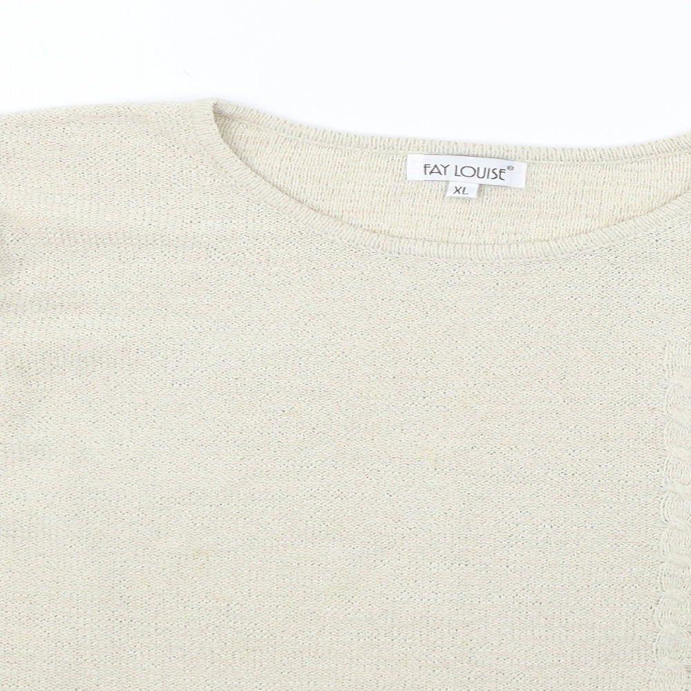 Fay Louise Womens Ivory  Knit Pullover Jumper Size XL