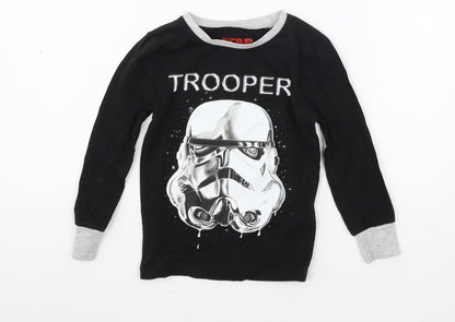 Preloved Character.com Boys Black Geometric Jersey  Pyjama Top Size 5 Years  - Storm Trooper - Front