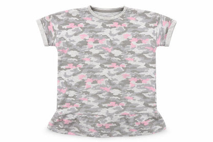 George Girls Grey Camouflage Jersey Basic T-Shirt Size 7-8 Years