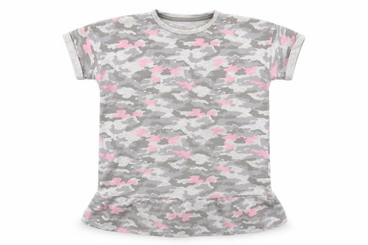 George Girls Grey Camouflage Jersey Basic T-Shirt Size 7-8 Years