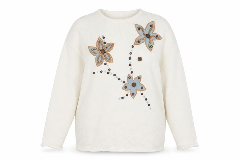 cote a cote Womens White Geometric  Pullover Jumper One Size
