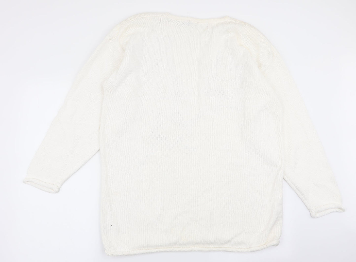 cote a cote Womens White Geometric  Pullover Jumper One Size