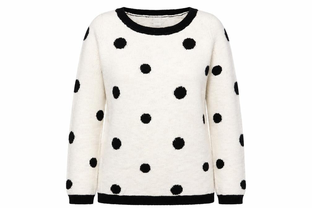 r edition Womens White Polka Dot  Pullover Jumper Size 10