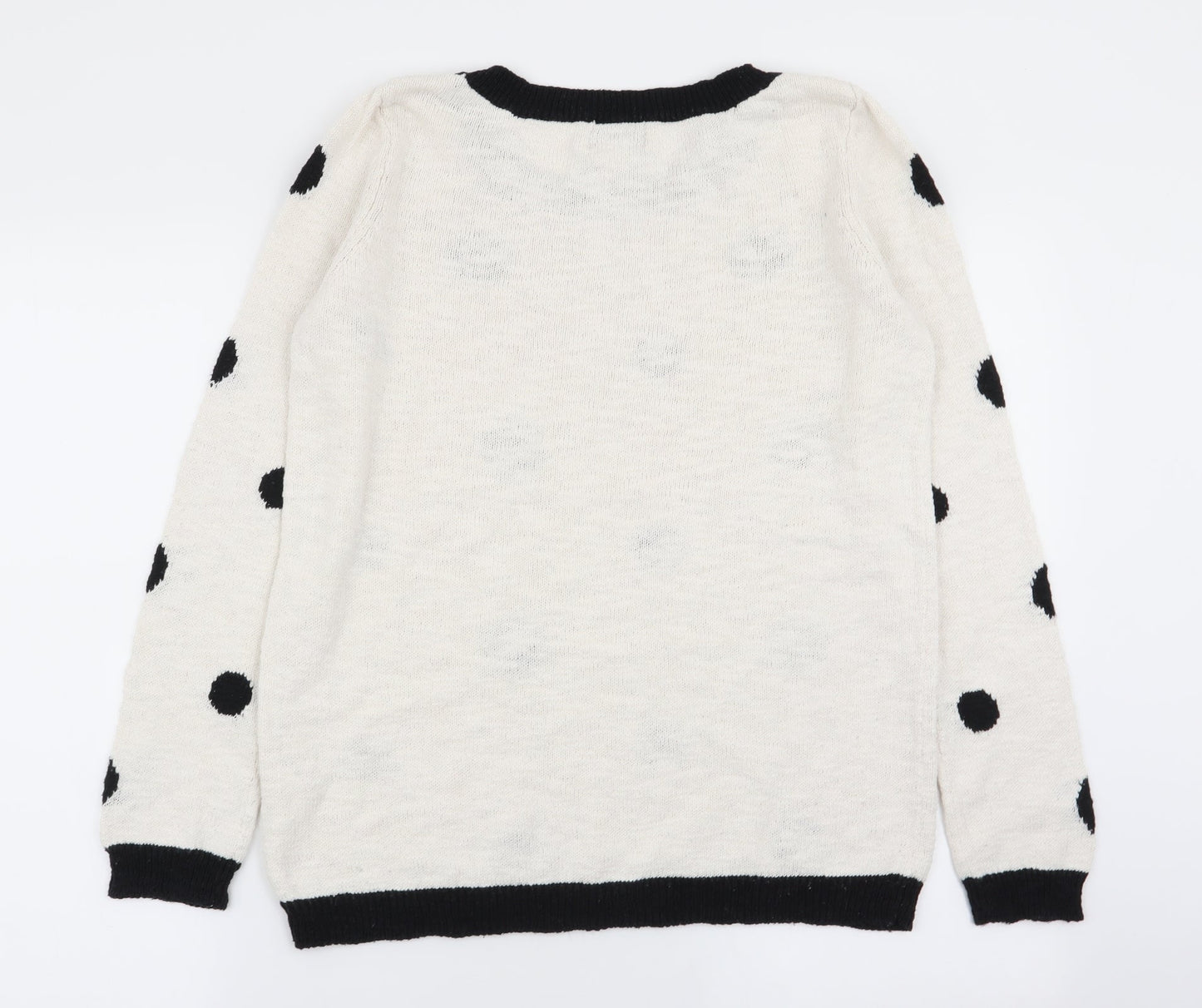 r edition Womens White Polka Dot  Pullover Jumper Size 10