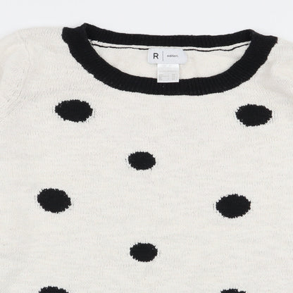 r edition Womens White Polka Dot  Pullover Jumper Size 10