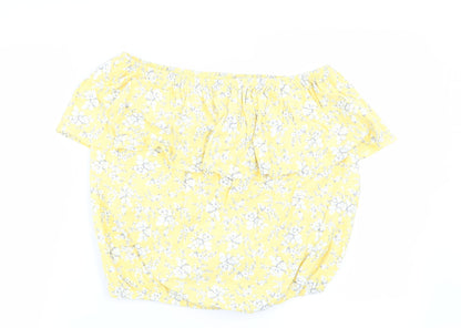 Next Womens Yellow Floral  Basic Blouse Size 10