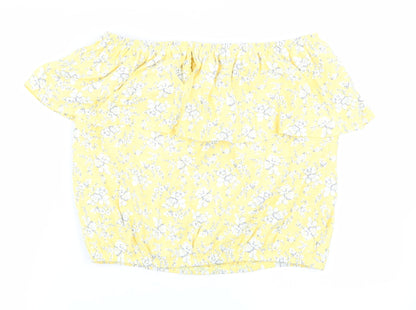 Next Womens Yellow Floral  Basic Blouse Size 10