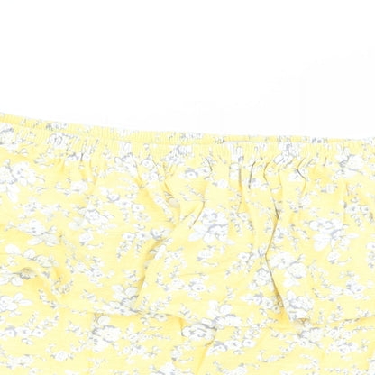 Next Womens Yellow Floral  Basic Blouse Size 10