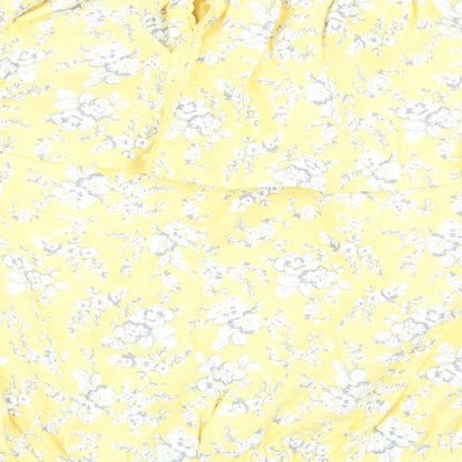 Next Womens Yellow Floral  Basic Blouse Size 10