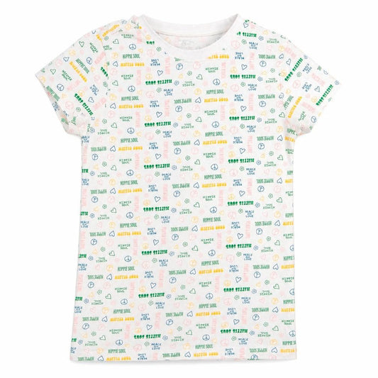 Primark Womens White Geometric  Basic T-Shirt Size 4
