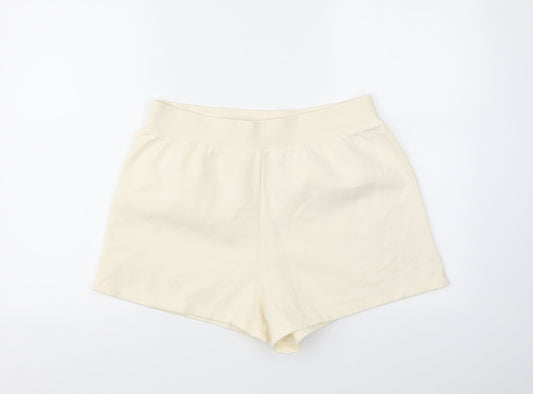 H&M Womens Ivory   Cut-Off Shorts Size M - stretch waistband