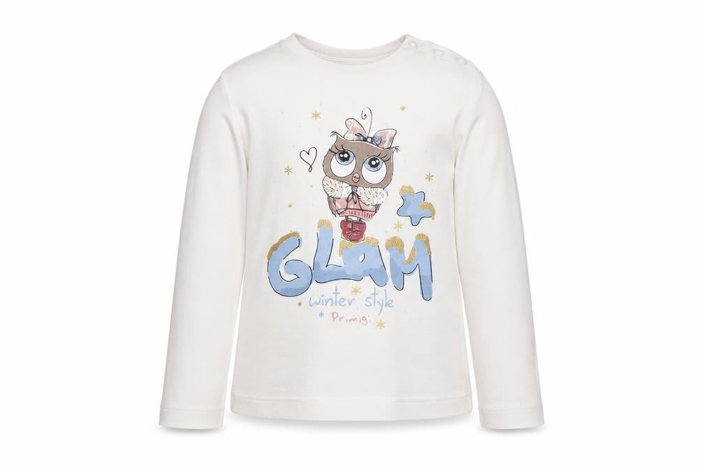 PRIMIGI  Girls White Geometric  Basic T-Shirt Size 10 Years