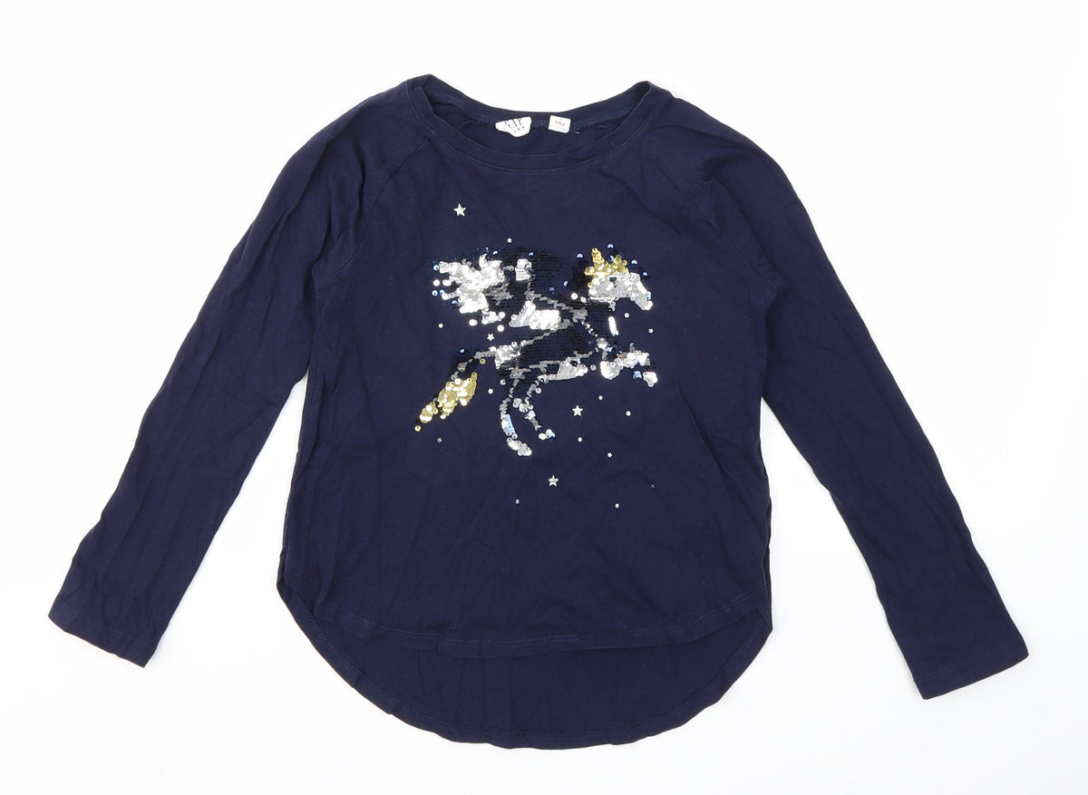 GAP  Girls Blue Geometric  Basic T-Shirt Size S