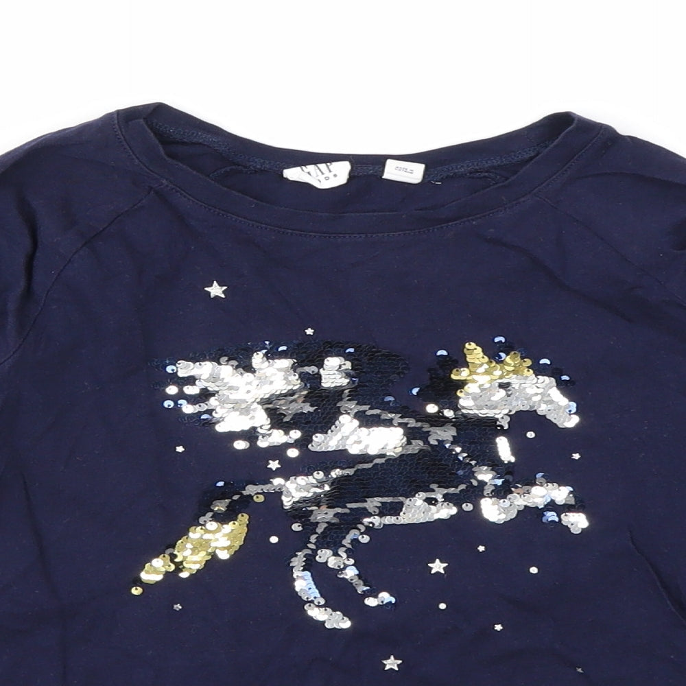 GAP  Girls Blue Geometric  Basic T-Shirt Size S