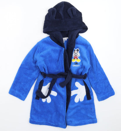 Preloved Disney Boys Blue Solid Fleece  Robe Size 6 Years - Front