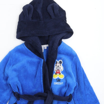 Preloved Disney Boys Blue Solid Fleece  Robe Size 6 Years - Detail