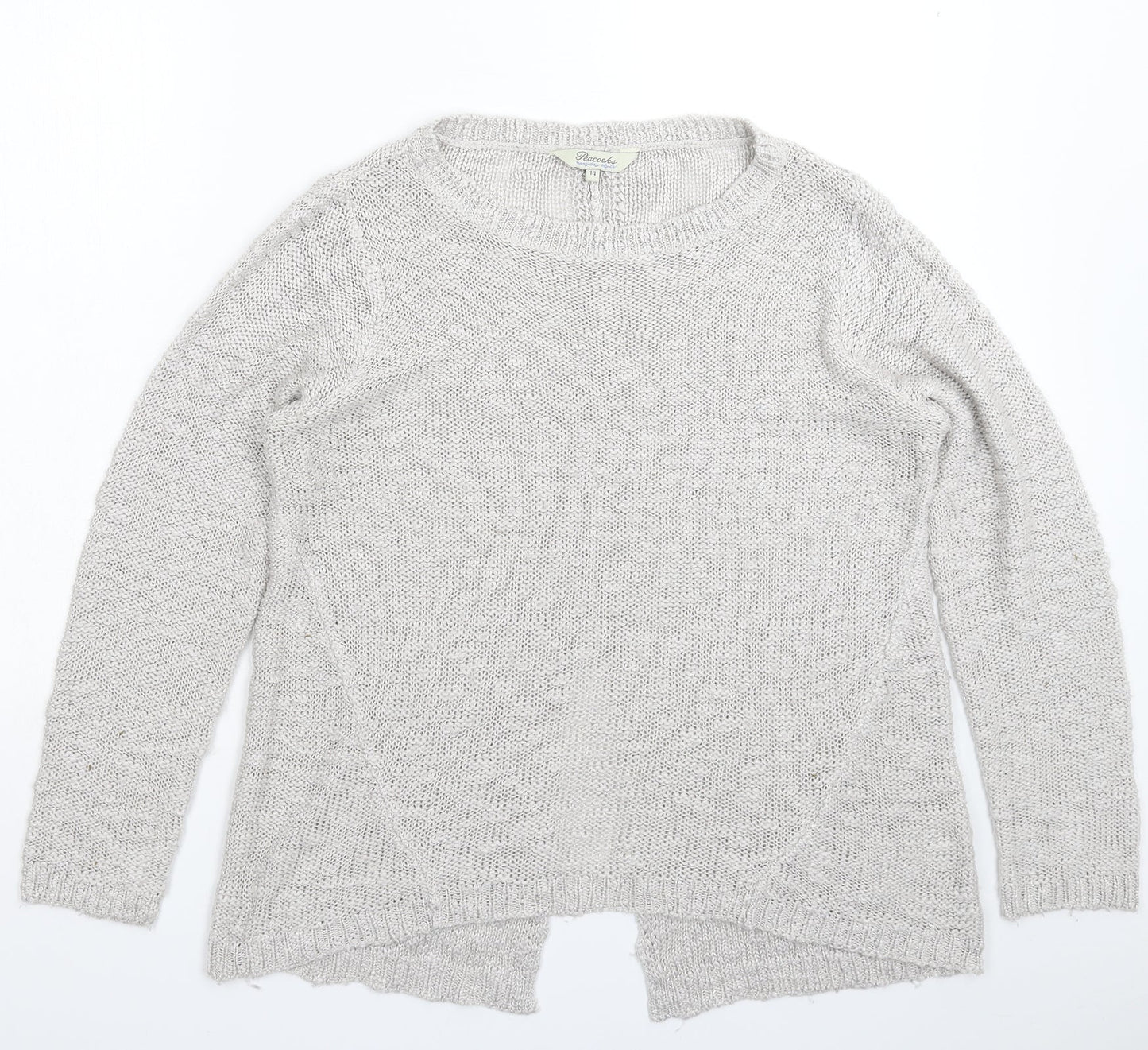 Peacocks Womens Silver  Knit Pullover Jumper Size 14