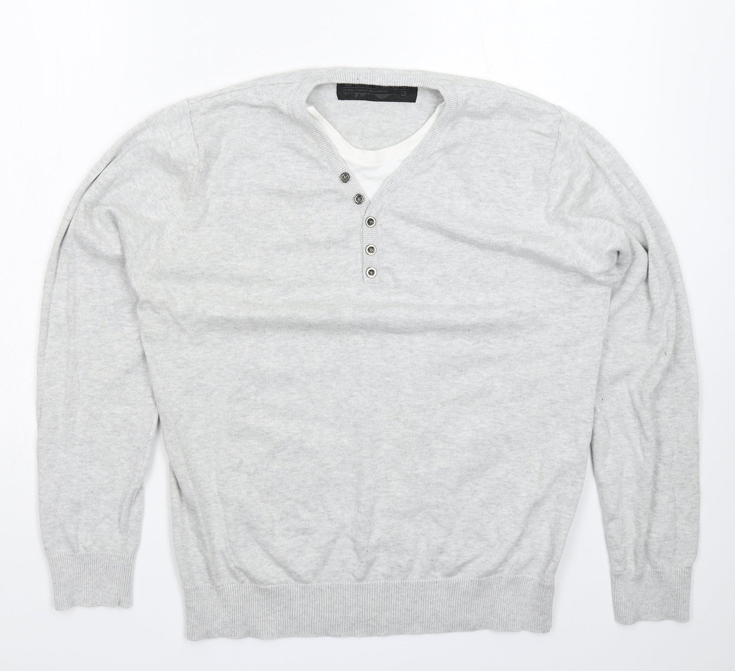Outrage Mens Grey  Knit Pullover Jumper Size L