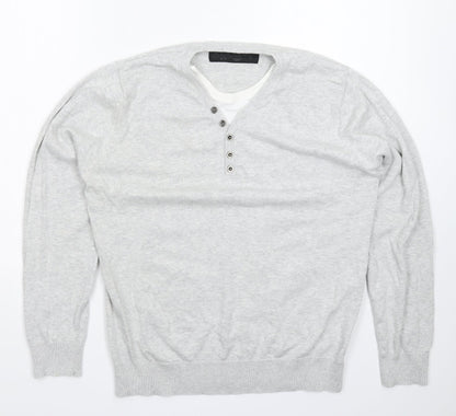 Outrage Mens Grey  Knit Pullover Jumper Size L