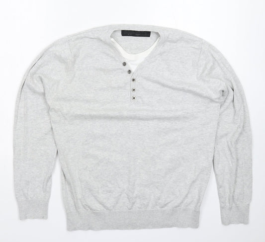 Outrage Mens Grey  Knit Pullover Jumper Size L