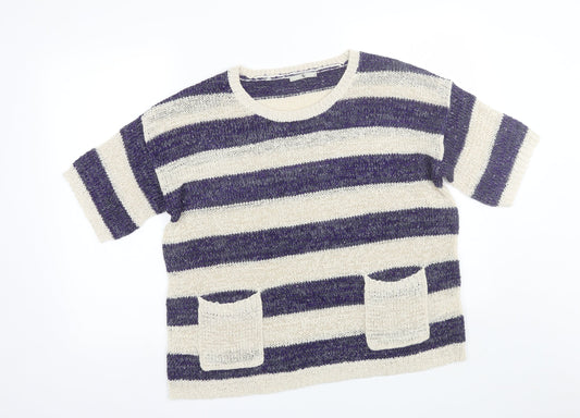 Ti Womens Purple Striped  Pullover Jumper Size 16