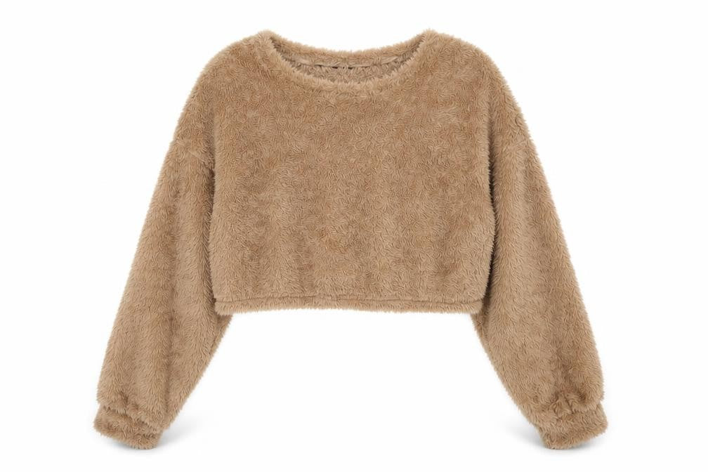 Shien Womens Brown  Fleece Pullover Jumper Size S
