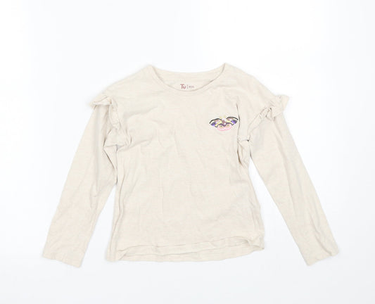 TU Girls Beige   Basic T-Shirt Size 5 Years  - butterfly