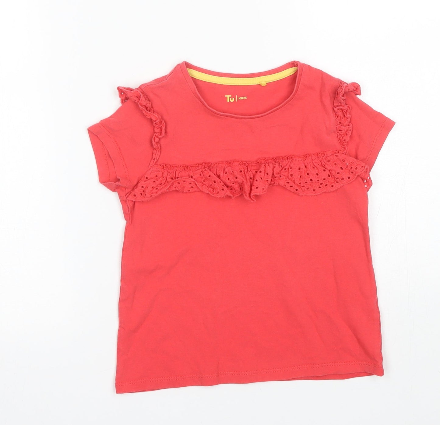 TU Boys Red   Basic T-Shirt Size 5-6 Years