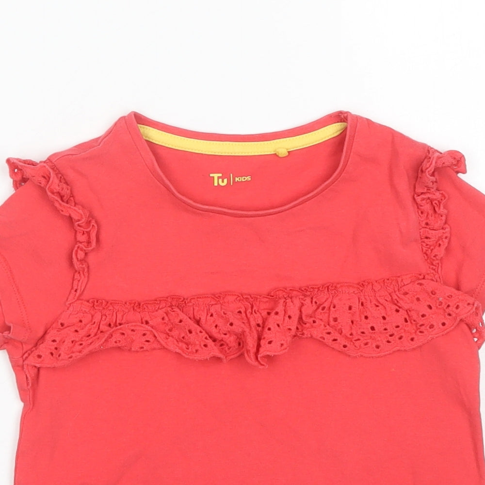 TU Boys Red   Basic T-Shirt Size 5-6 Years