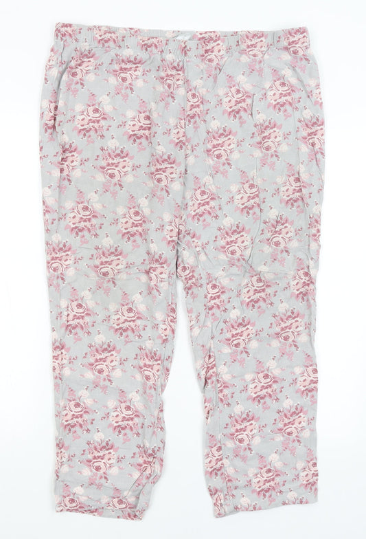 H&M Womens Blue Floral  Trousers  Size L L25 in