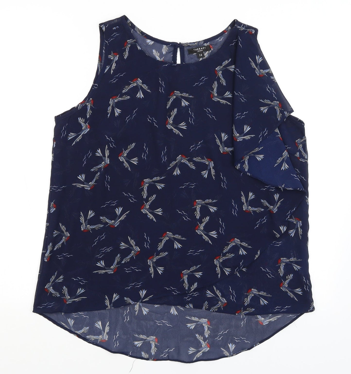 Therapy Womens Blue   Basic Blouse Size 14  - Birds