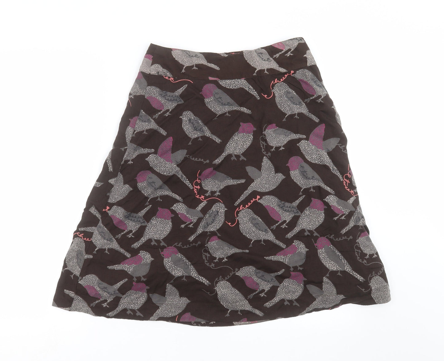 Preworn Womens Brown   A-Line Skirt Size 28 in  - Bird print