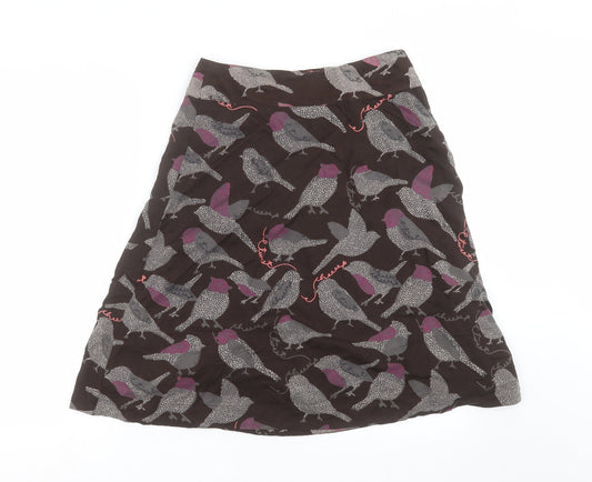 Preworn Womens Brown   A-Line Skirt Size 28 in  - Bird print