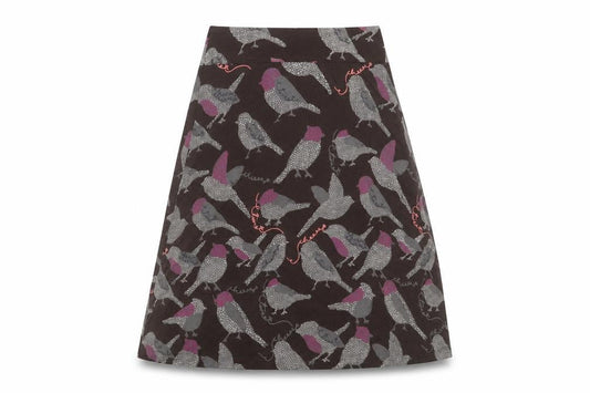 Preworn Womens Brown   A-Line Skirt Size 28 in  - Bird print