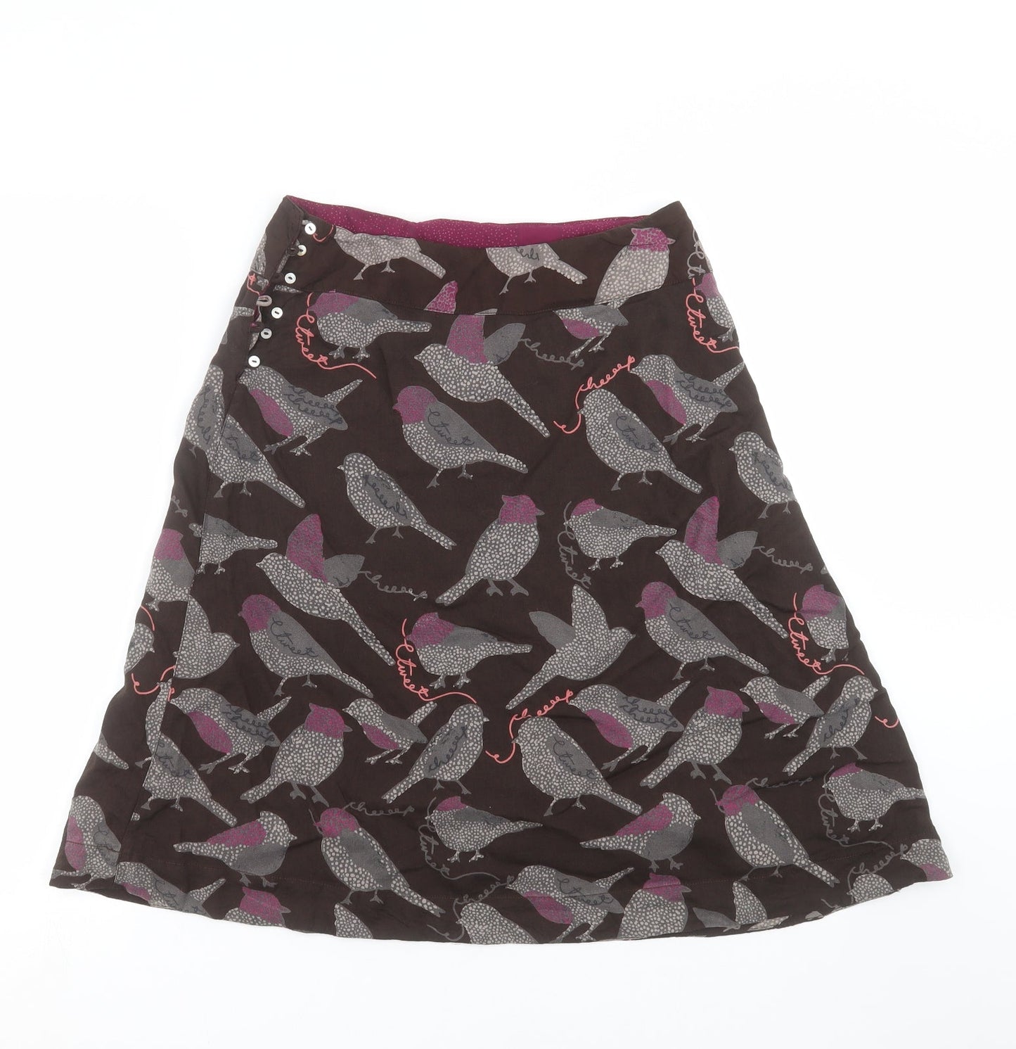 Preworn Womens Brown   A-Line Skirt Size 28 in  - Bird print