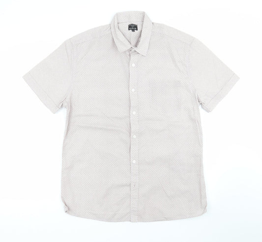 Easy Mens Brown Geometric   Button-Up Size L