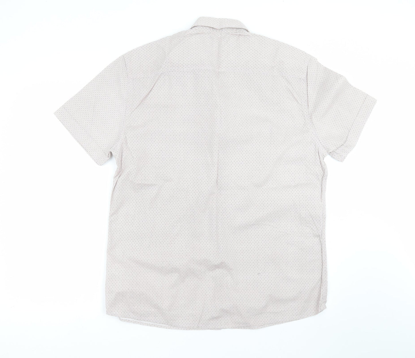 Easy Mens Brown Geometric   Button-Up Size L