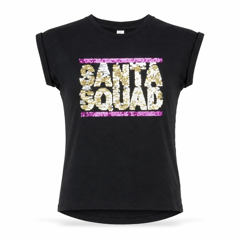 TU Girls Black   Basic T-Shirt Size 9 Years  - Santa Squad