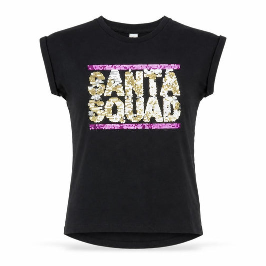 Tu Girls Black   Basic T-Shirt Size 9 Years  - Santa Squad