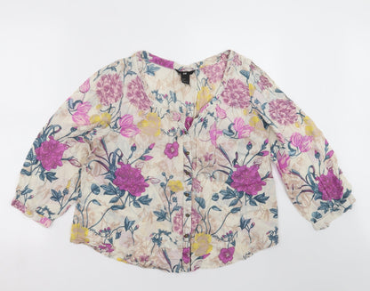 Preloved H&M Womens Multicoloured Floral  Basic Blouse Size 8 - Front