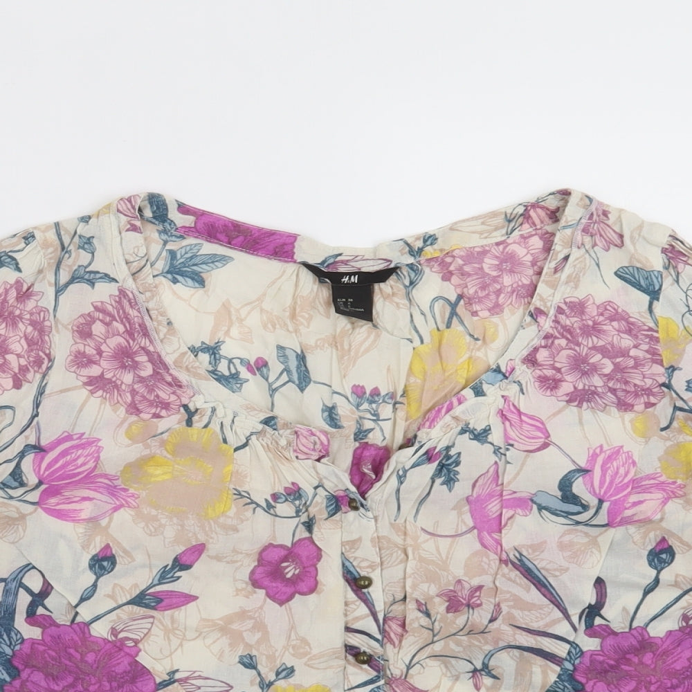 H&M Womens Multicoloured Floral  Basic Blouse Size 8
