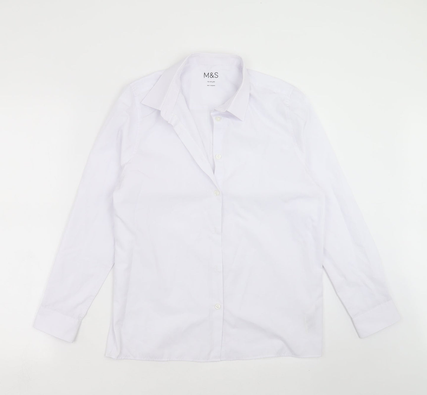 Marks and Spencer Boys White   Basic Button-Up Size 13-14 Years  - school