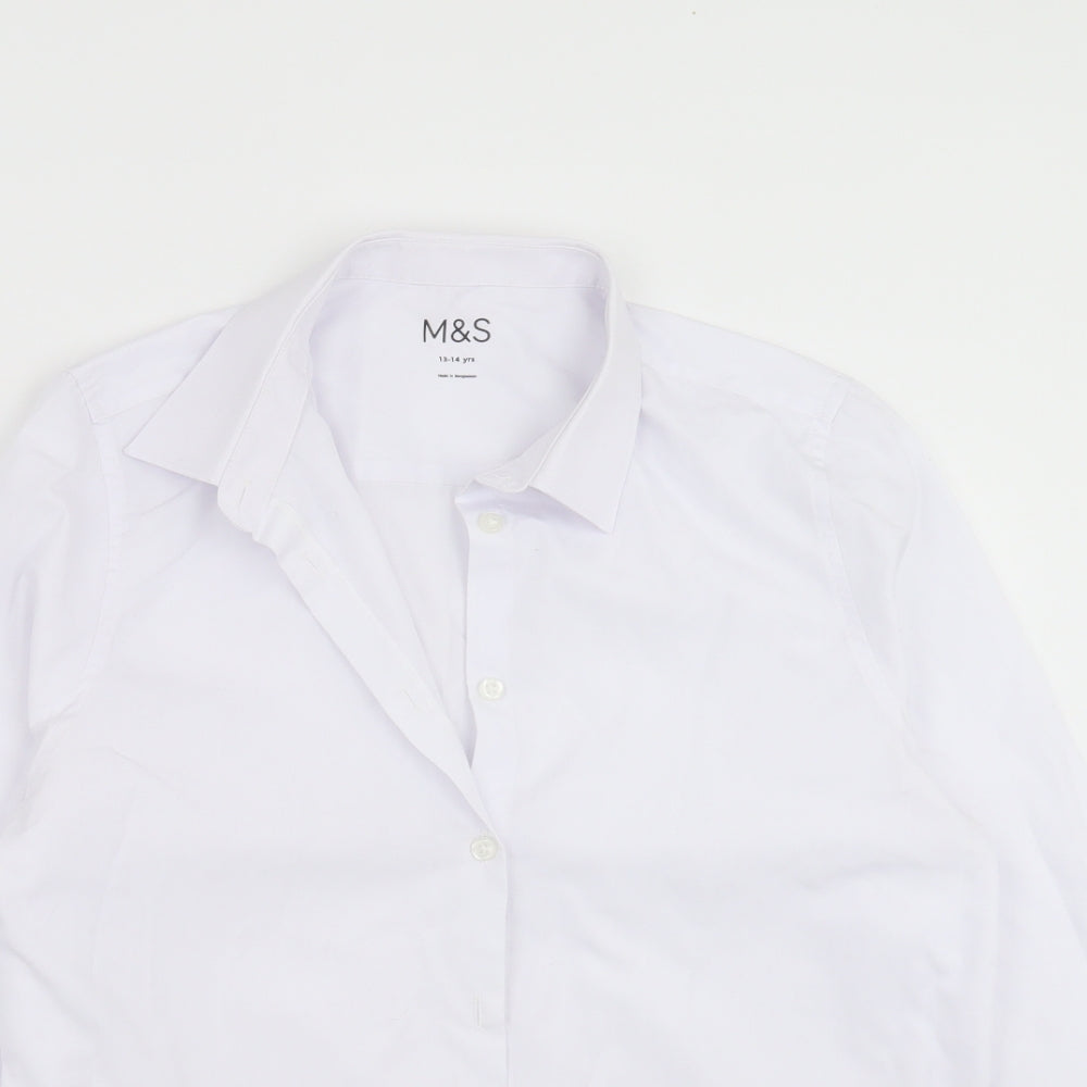 Marks and Spencer Boys White   Basic Button-Up Size 13-14 Years  - school