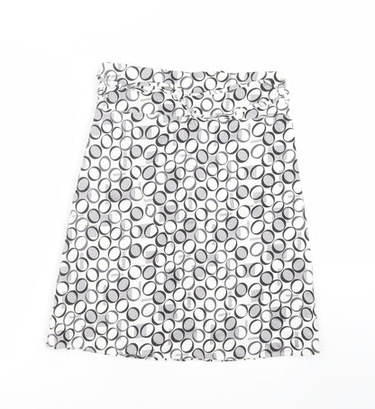 Vero Moda Womens White Geometric  A-Line Skirt Size 10