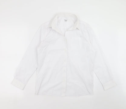 Preloved Marks and Spencer Boys White   Basic Button-Up Size 13-14 Years  - school - Front
