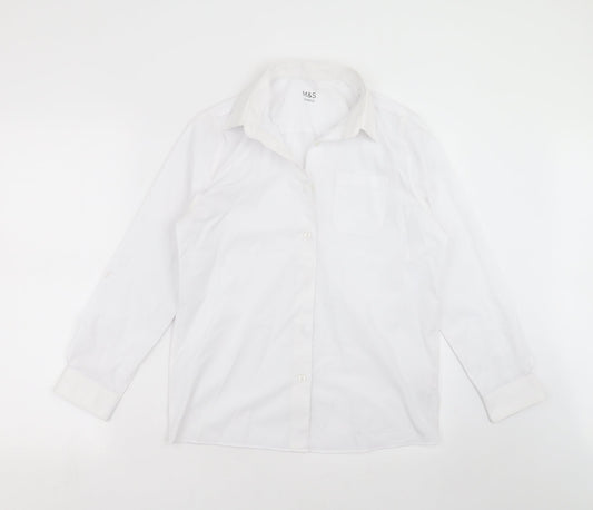 Marks and Spencer Boys White   Basic Button-Up Size 13-14 Years  - school