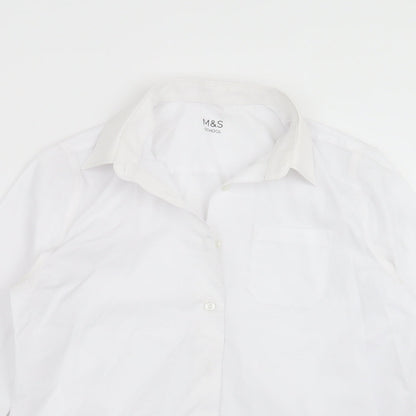 Preloved Marks and Spencer Boys White   Basic Button-Up Size 13-14 Years  - school - Detail